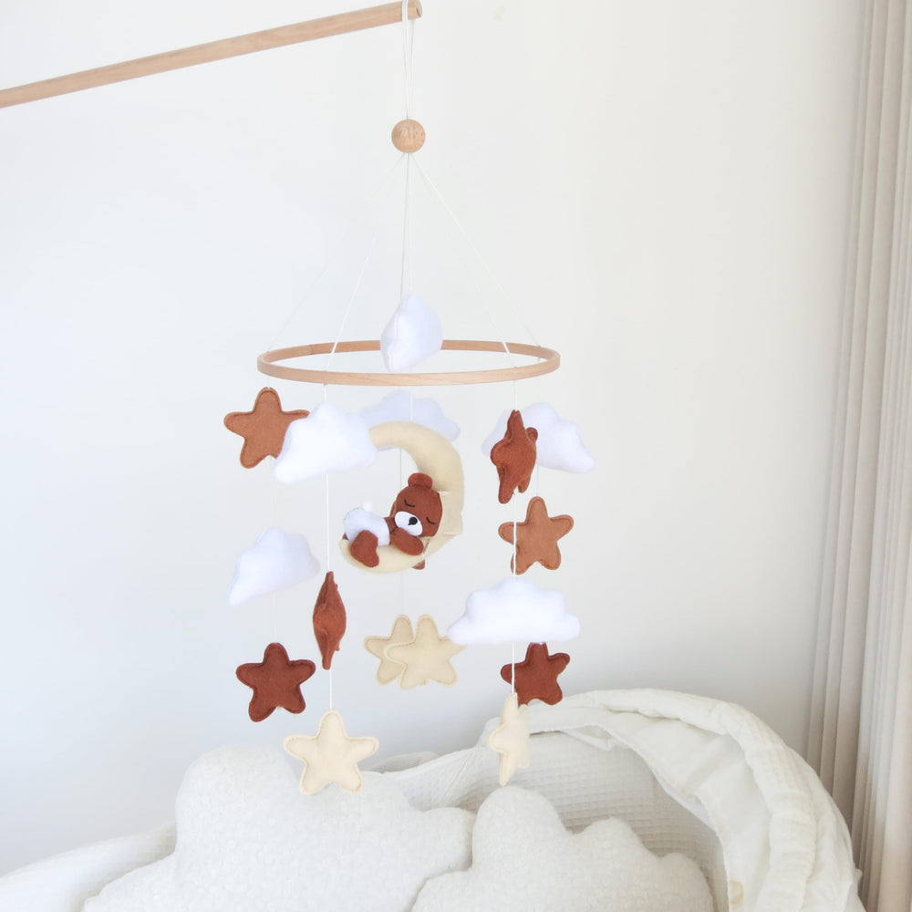 Goukurlsma neutral crib mobile beige felt soft textures for nursery aesthetics