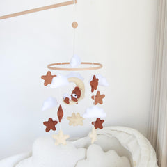 Goukurlsma neutral crib mobile beige felt soft textures for nursery aesthetics