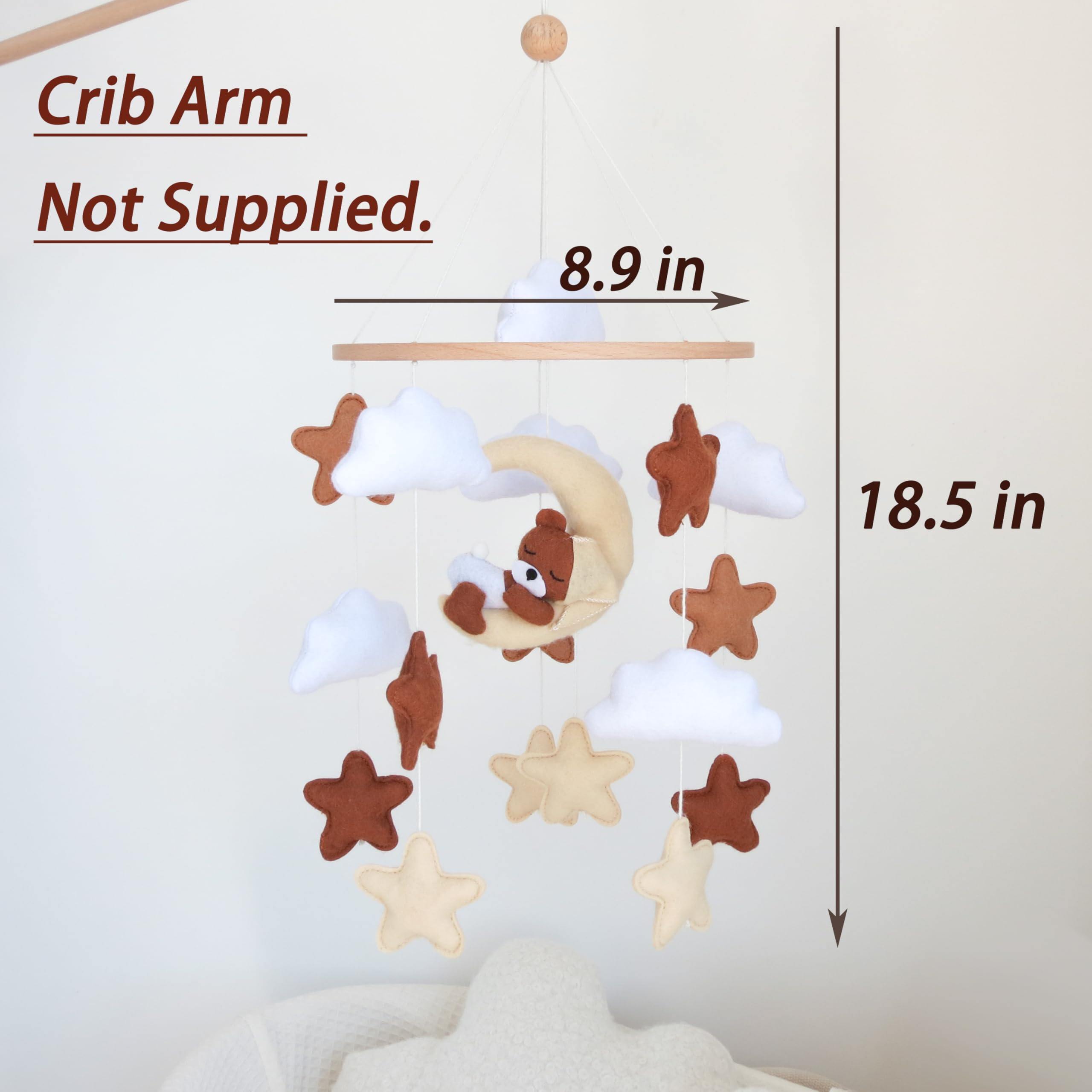 Goukurlsma neutral crib mobile moon clouds stars stimulates visual engagement