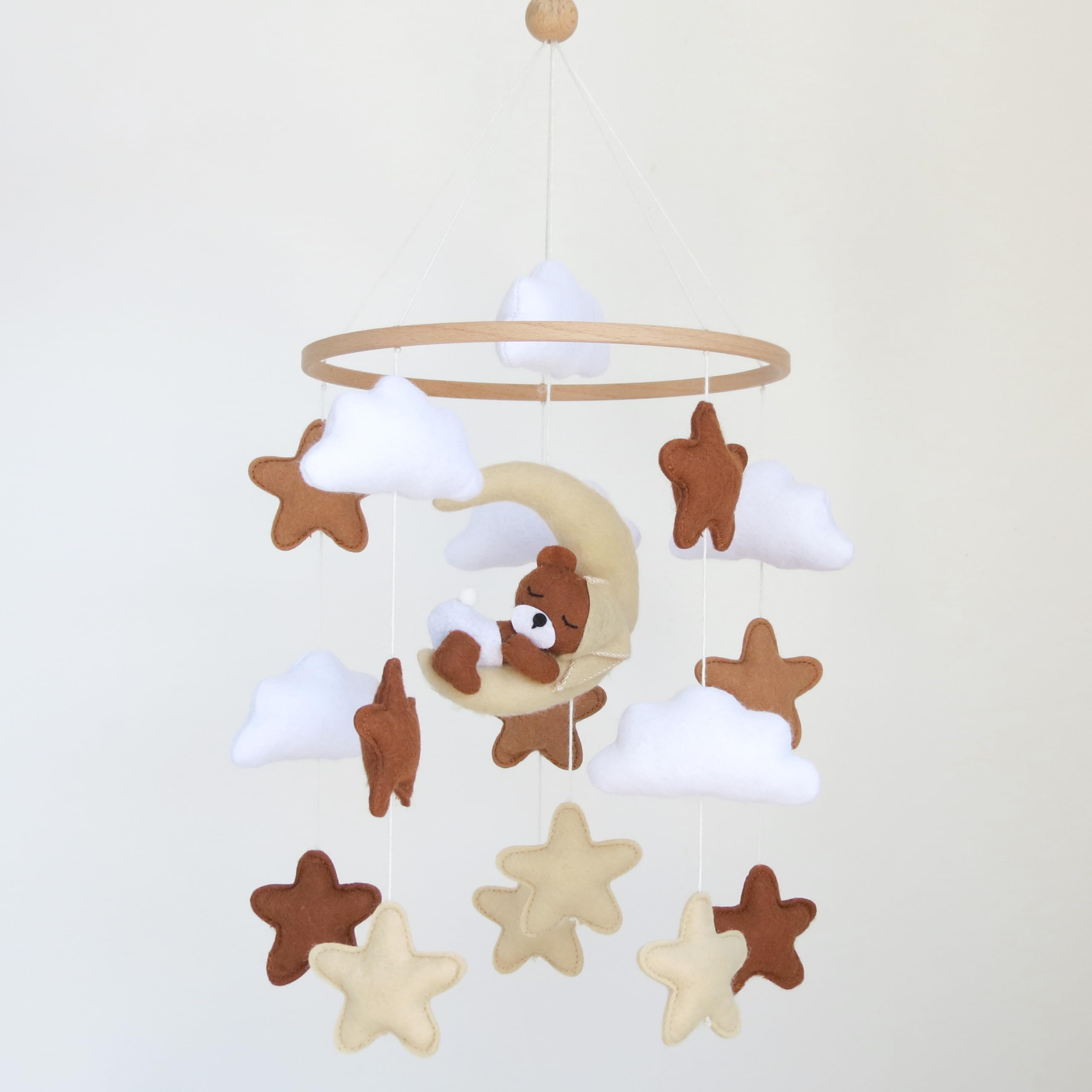 Goukurlsma neutral crib mobile sleeping bear calms with gentle bedtime focus