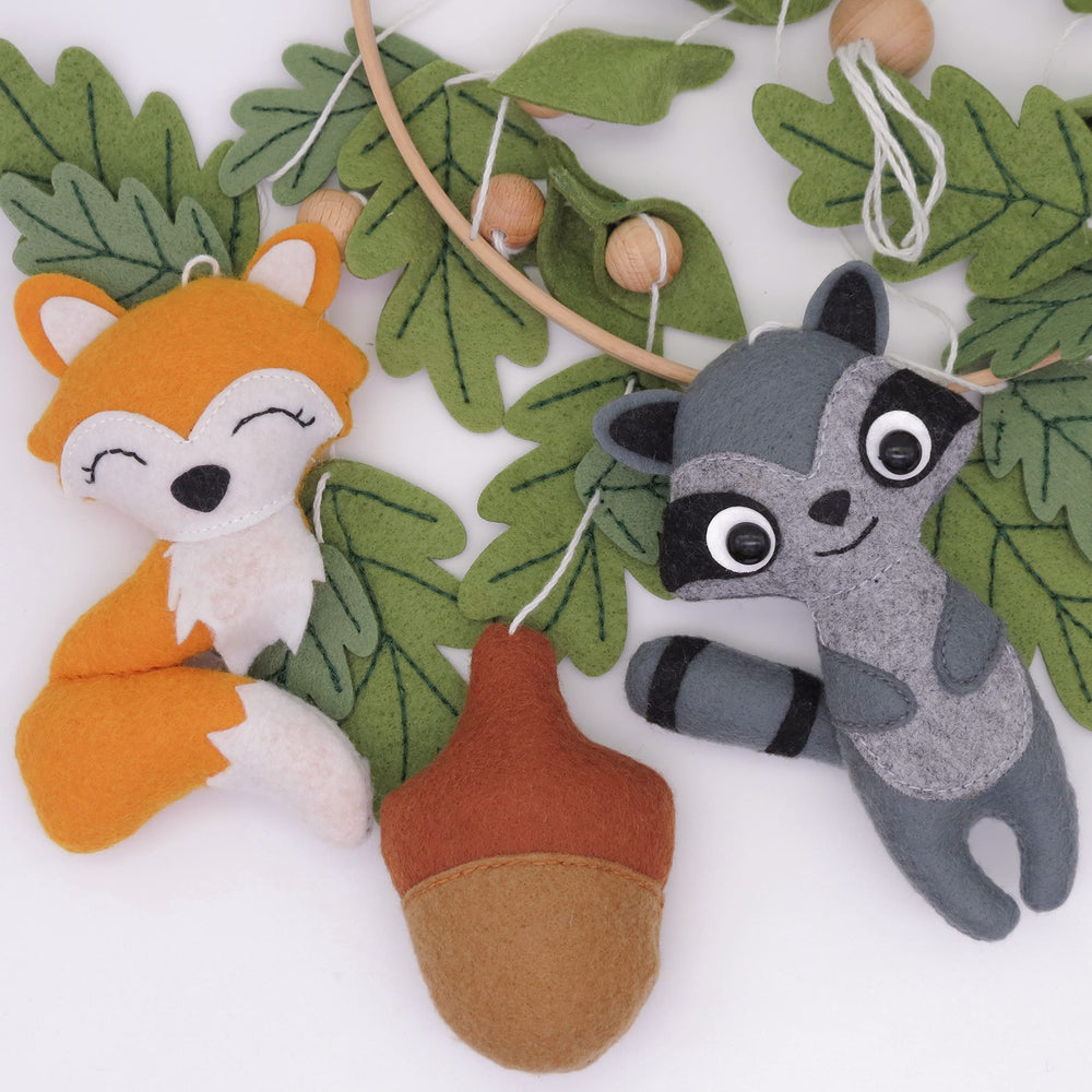 Goukurlsma woodland crib mobile ring detail highlighting craftsmanship