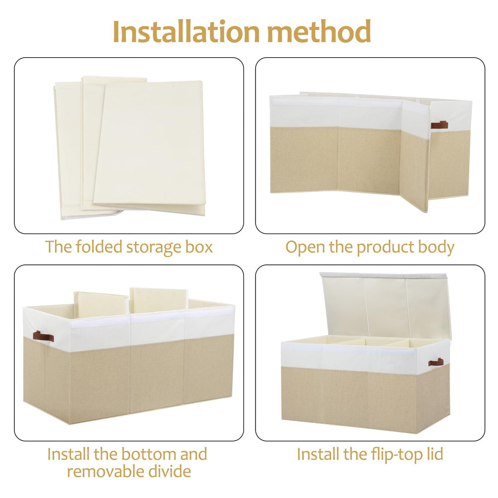Gowee beige and white toy storage blends with nursery and bedroom decor.