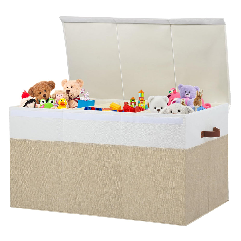 Gowee extra-large toy storage box with lid keeps toys dust-free and organized.