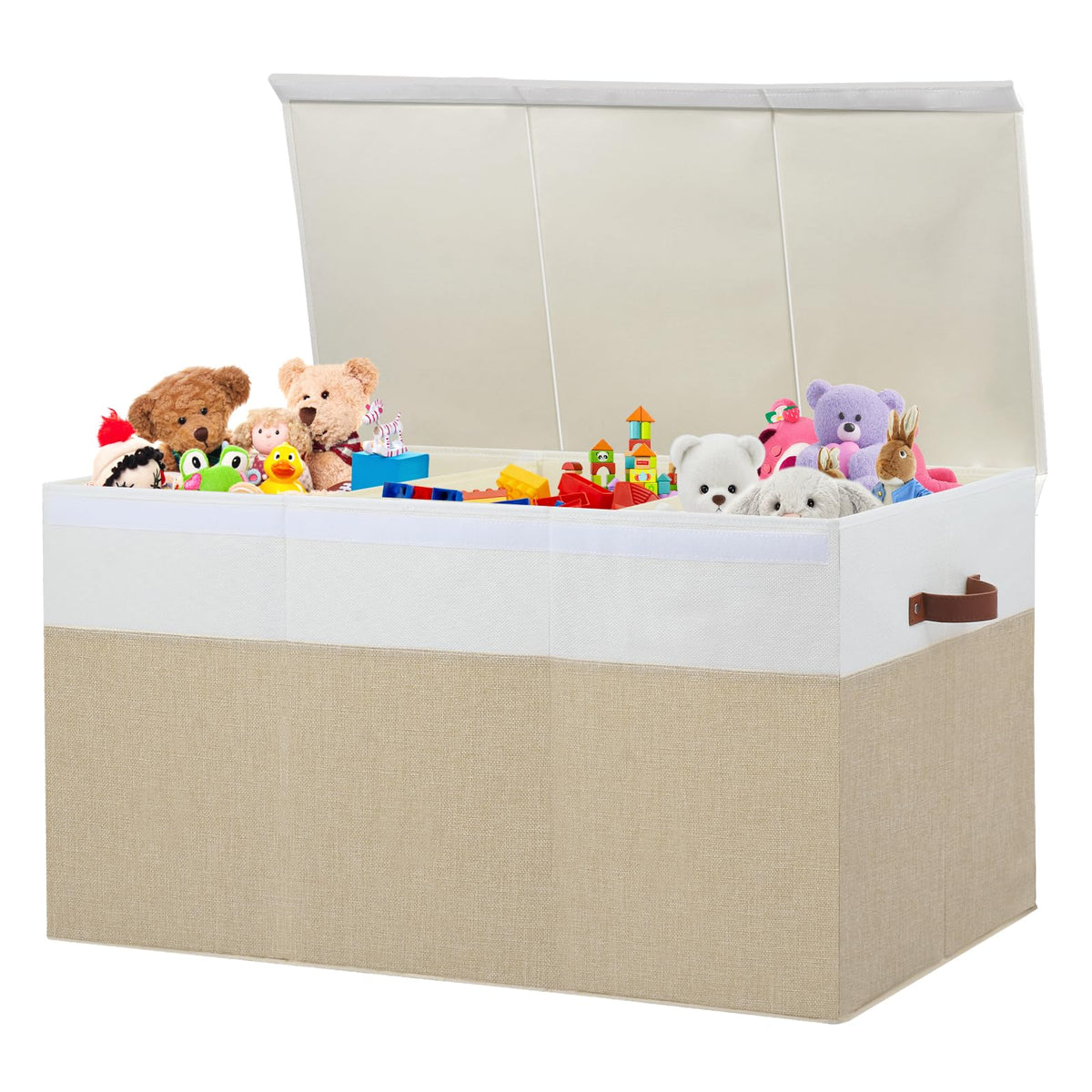 Gowee extra-large toy storage box with lid keeps toys dust-free and organized.