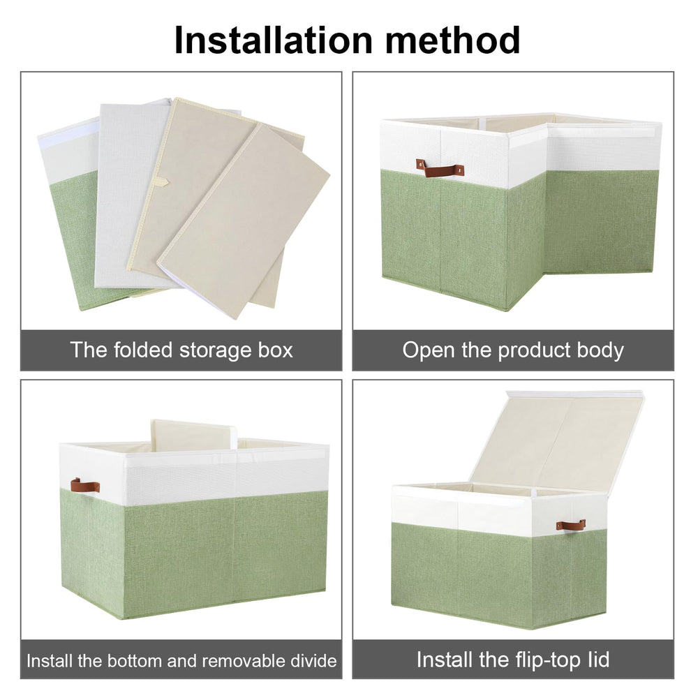 Gowee green and white storage blends with nursery, playroom, and bedroom decor.