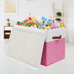 Gowee toy box lid pink and white with divider for organized storage.