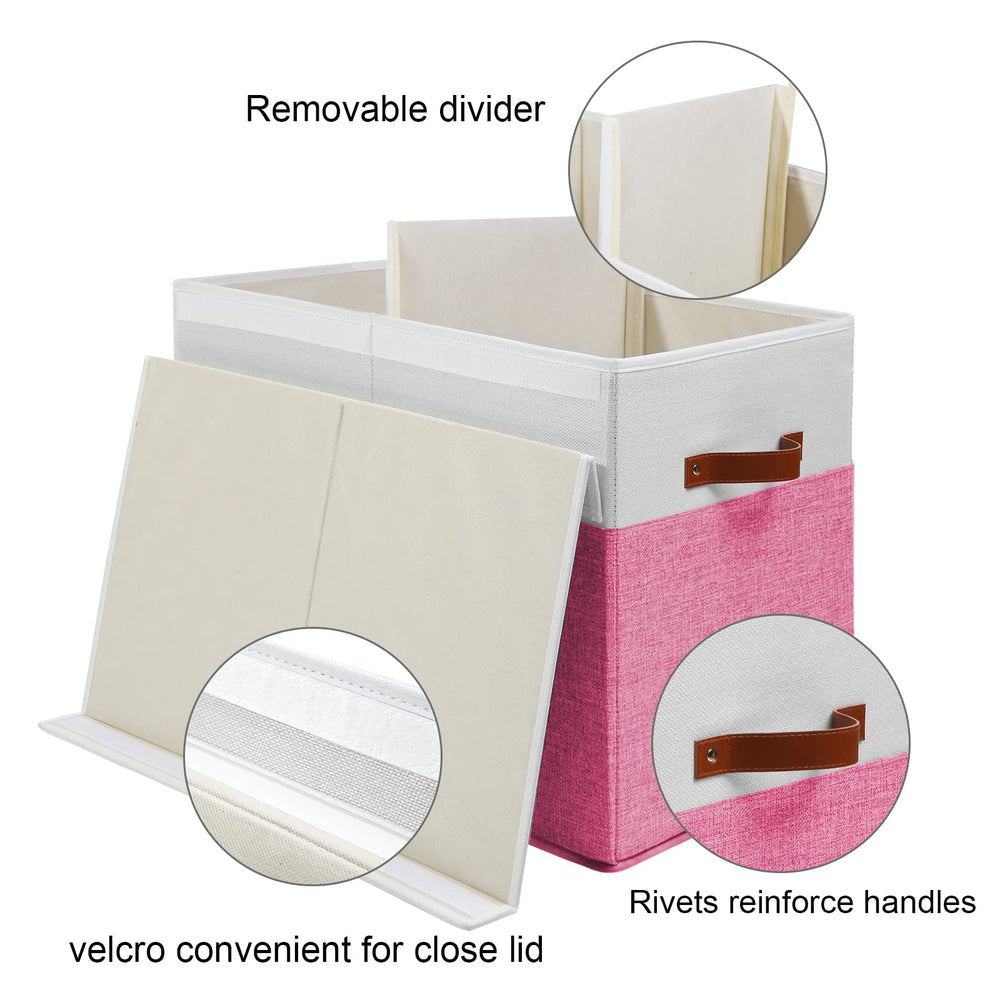Gowee box top stacking capability shown with other bins for neat organization.