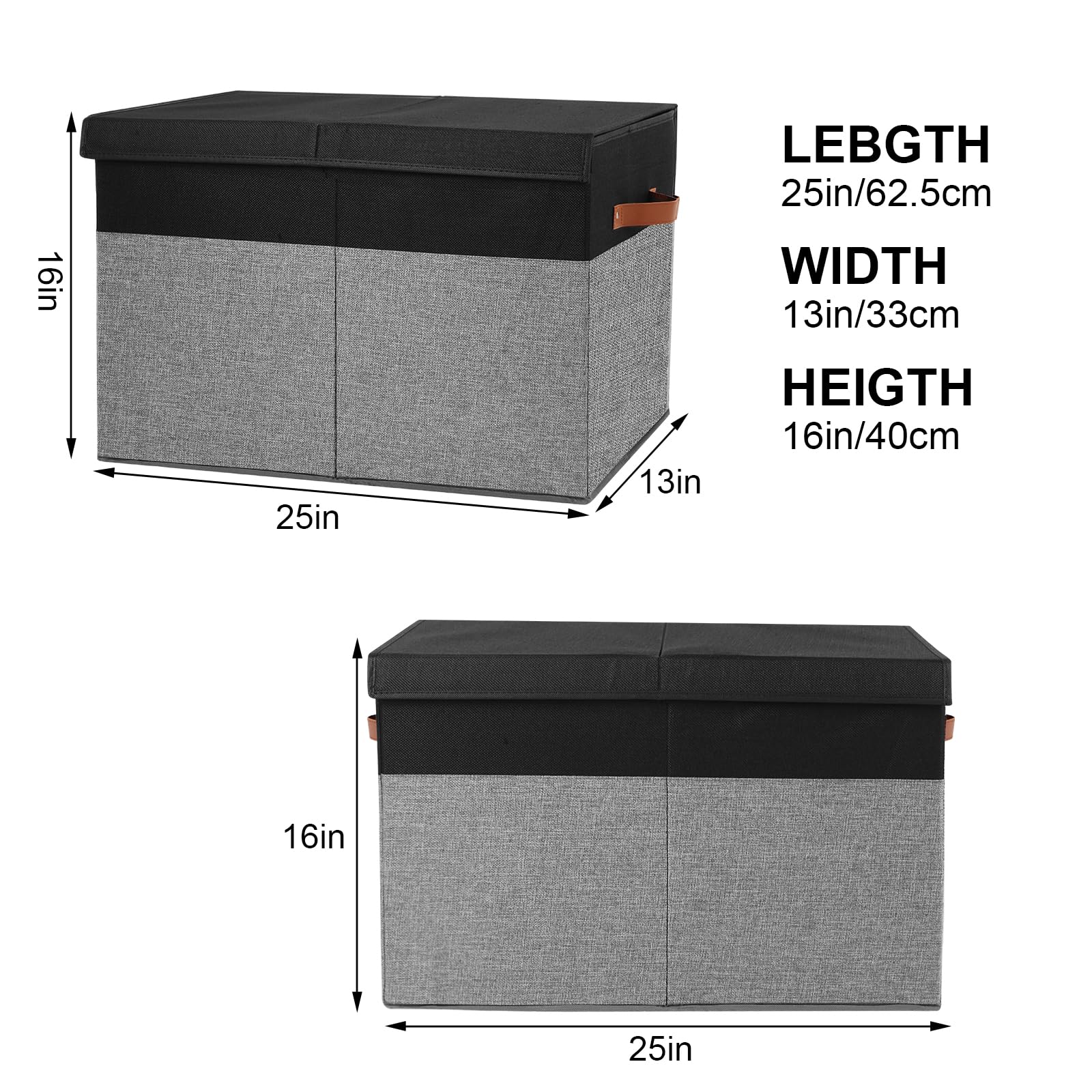 Gowee large toy storage box handles with rivets for easy carrying.