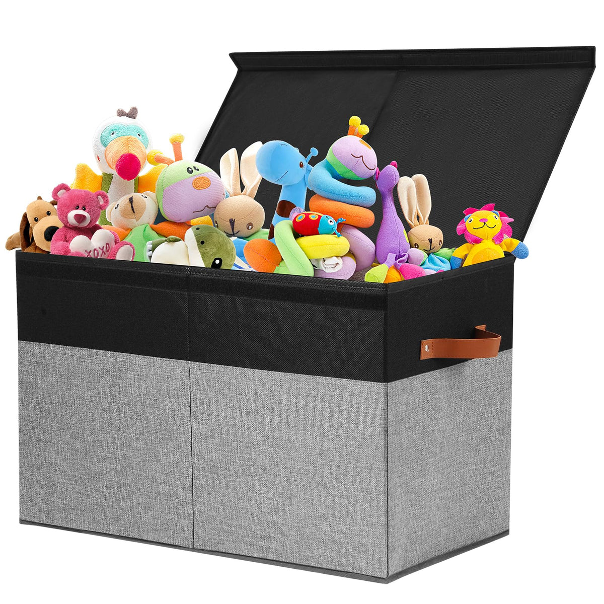 Gowee large toy storage box with lid closed showing dust protection and tidy closet organization.