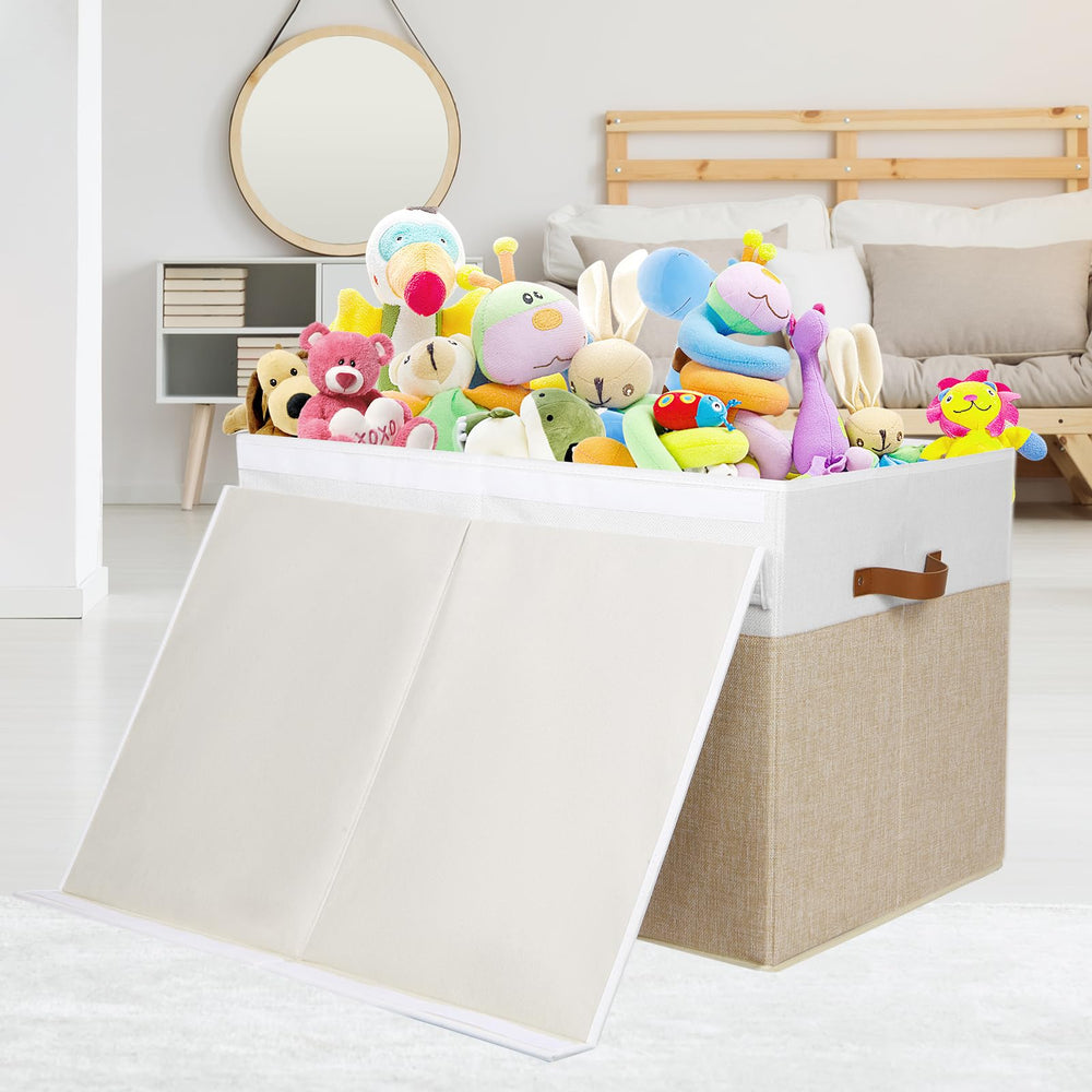 Gowee storage box with rivets reinforcement handles for easy carrying.