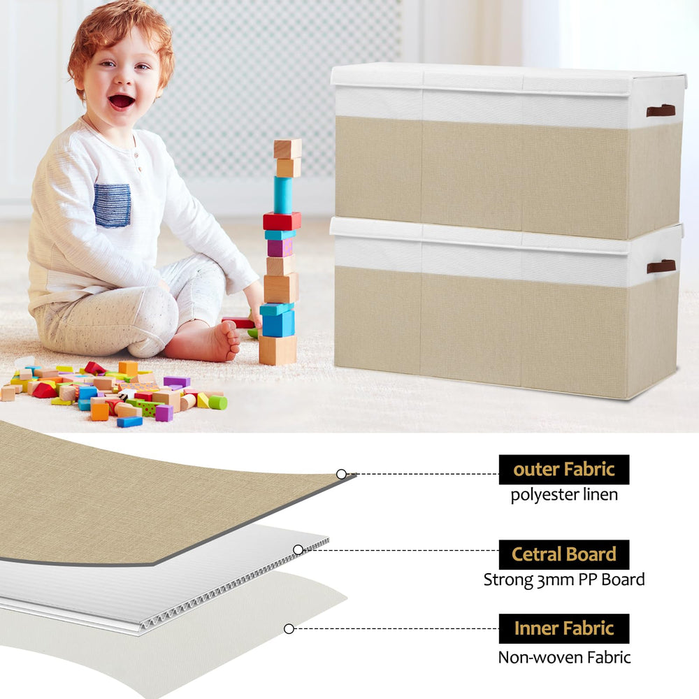 Gowee stackable toy box top bottom construction supports tidy multi-box setups.