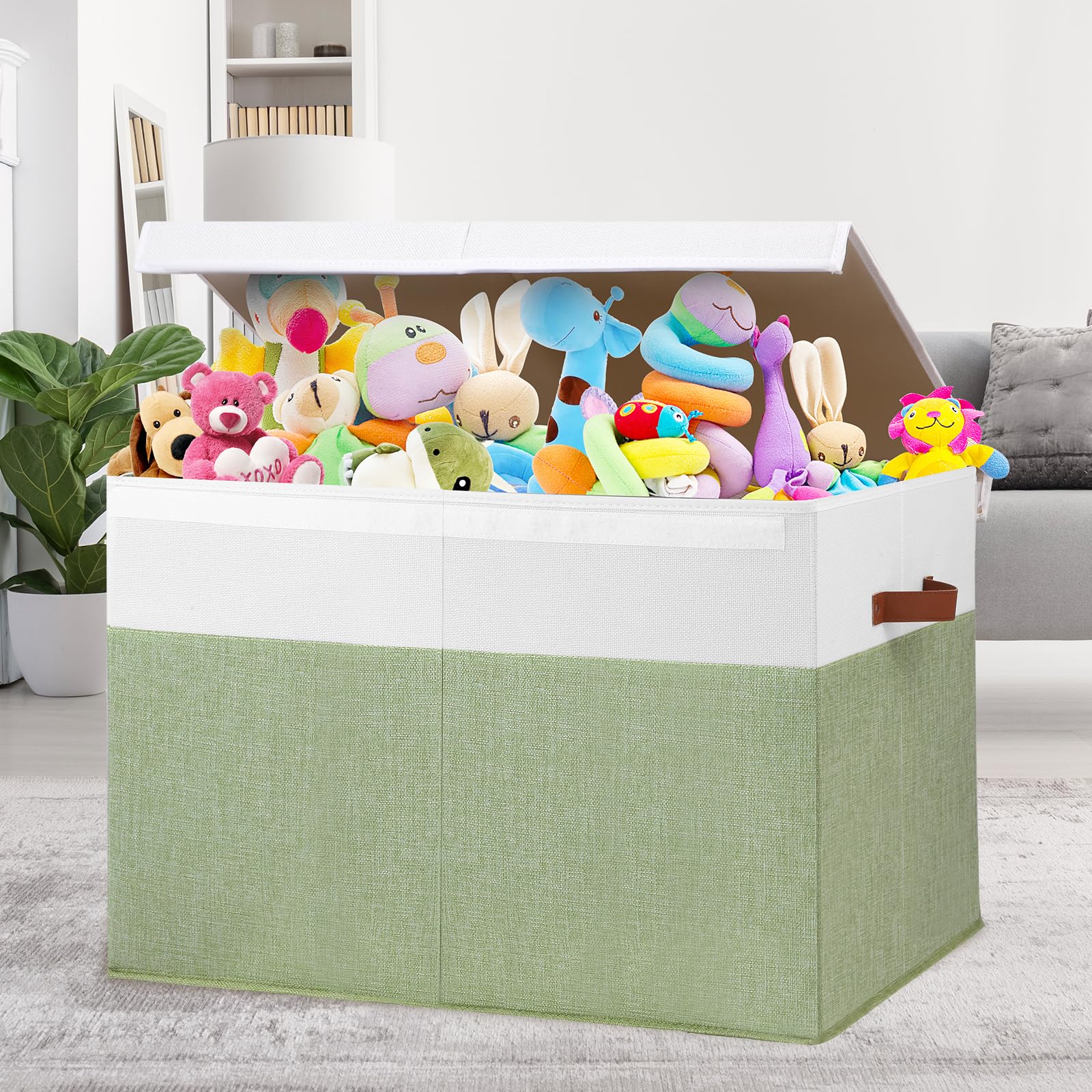 Gowee toy box with removable divider organizes small and large items separately.