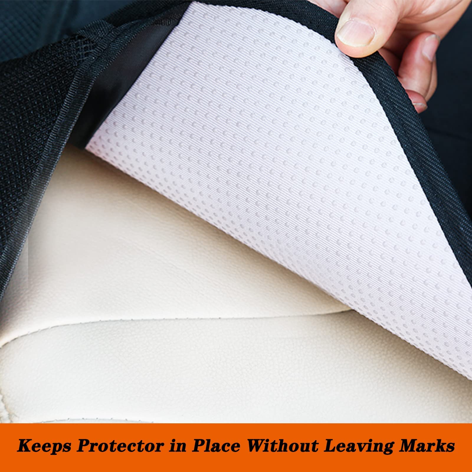 Gowhalle car seat protector storage pockets front view for toys and snacks