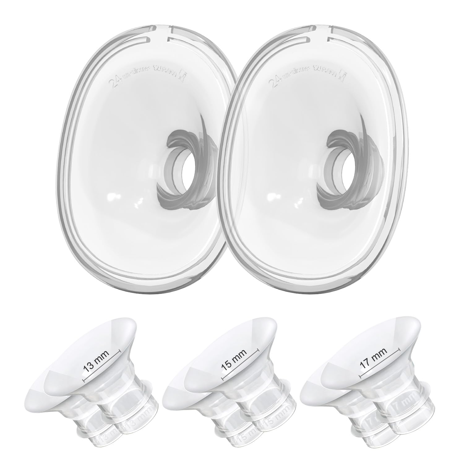 Gowing flange inserts close-up showing 13/15/17mm set for flexible sizing and comfort.