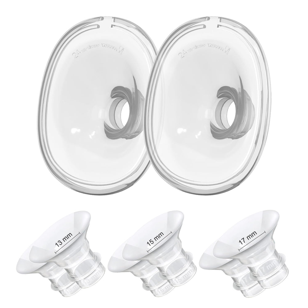 Gowing flange inserts close-up showing 13/15/17mm set for flexible sizing and comfort.