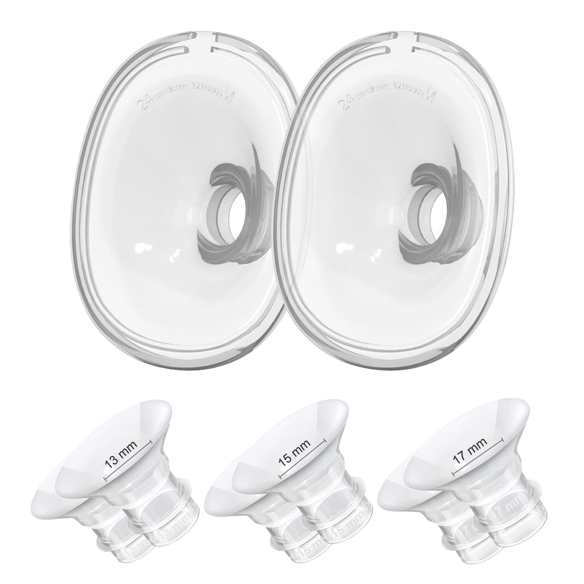 Gowing flange inserts close-up showing 13/15/17mm set for flexible sizing and comfort.