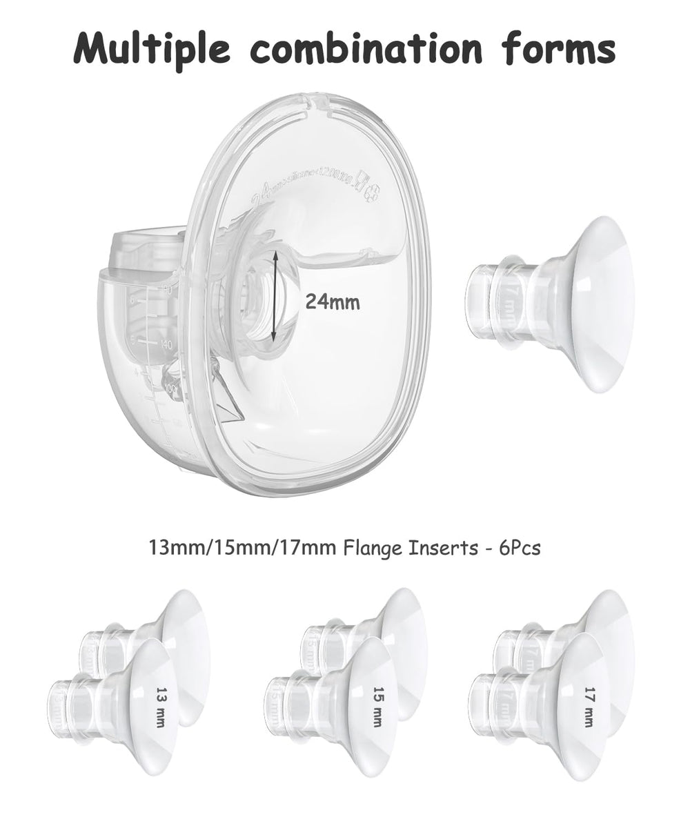 Gowing flange inserts with 24mm shields compatibility for Lansinoh/Nuliie S32 pumps supports easy replacements.