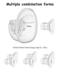 Gowing flange inserts with 24mm shields compatibility for Lansinoh/Nuliie S32 pumps supports easy replacements.