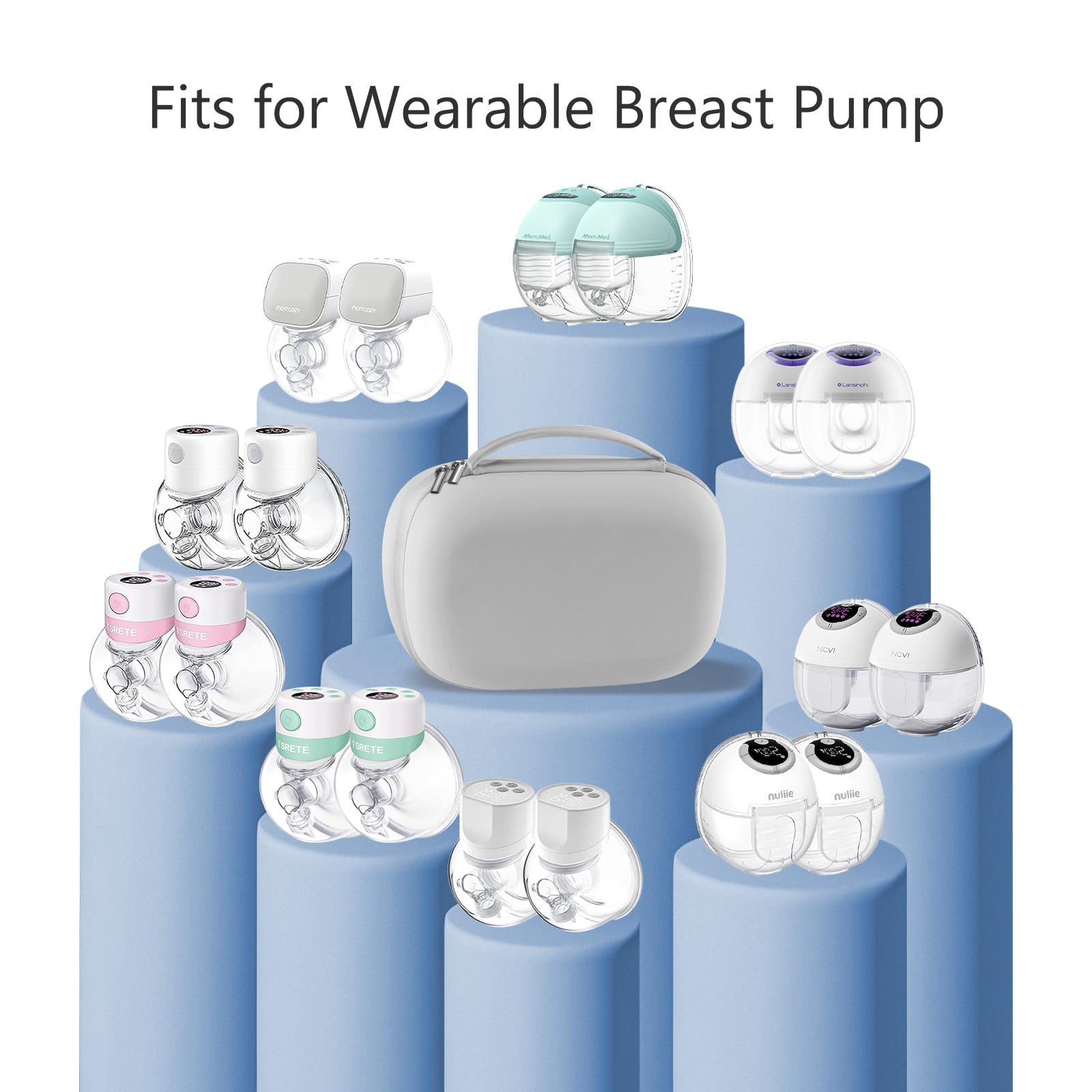 Gowing wearable breast pumps carrying case open tray shows organized pump storage efficiently.