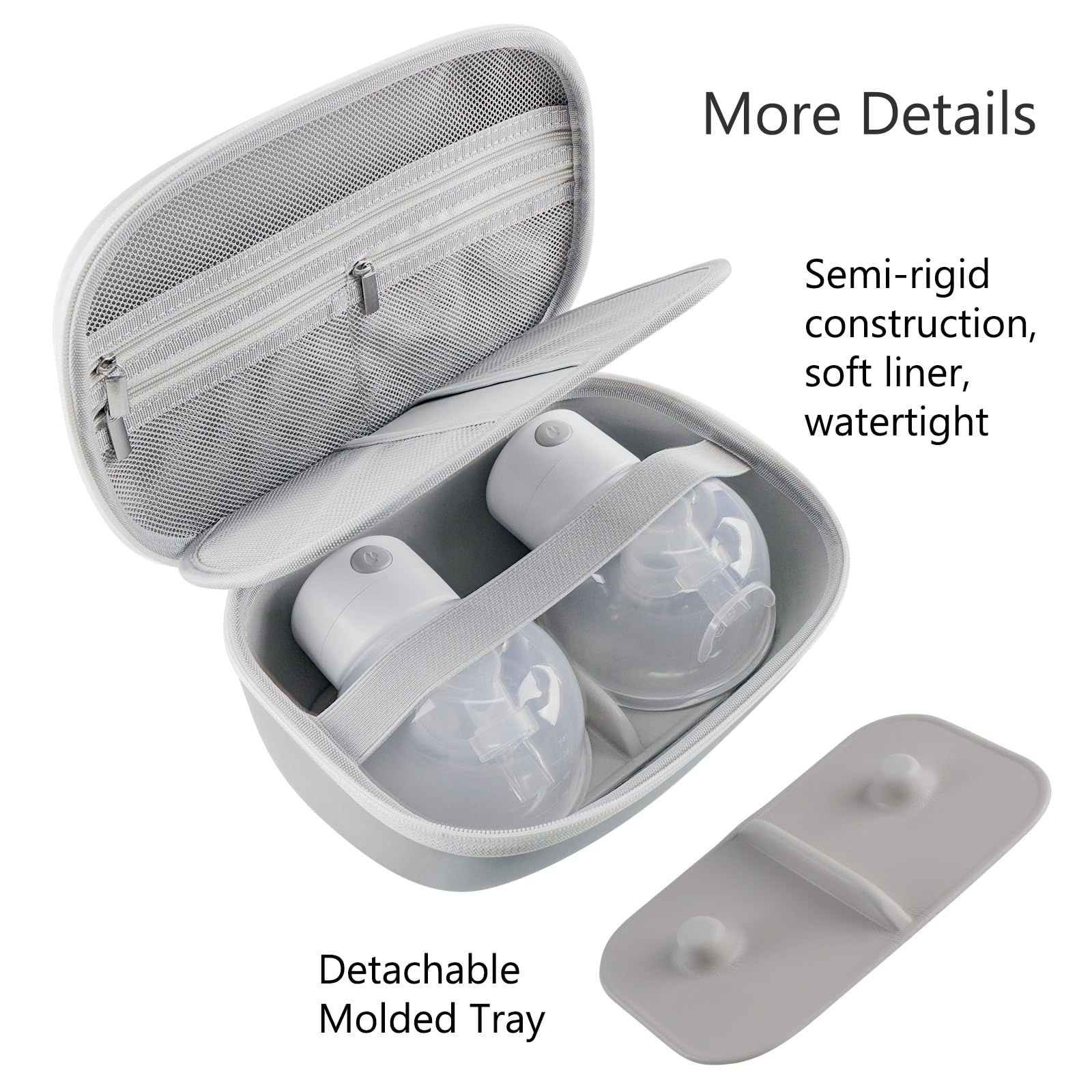 Gowing case with zippered pocket keeps wipes and accessories neatly in reach.