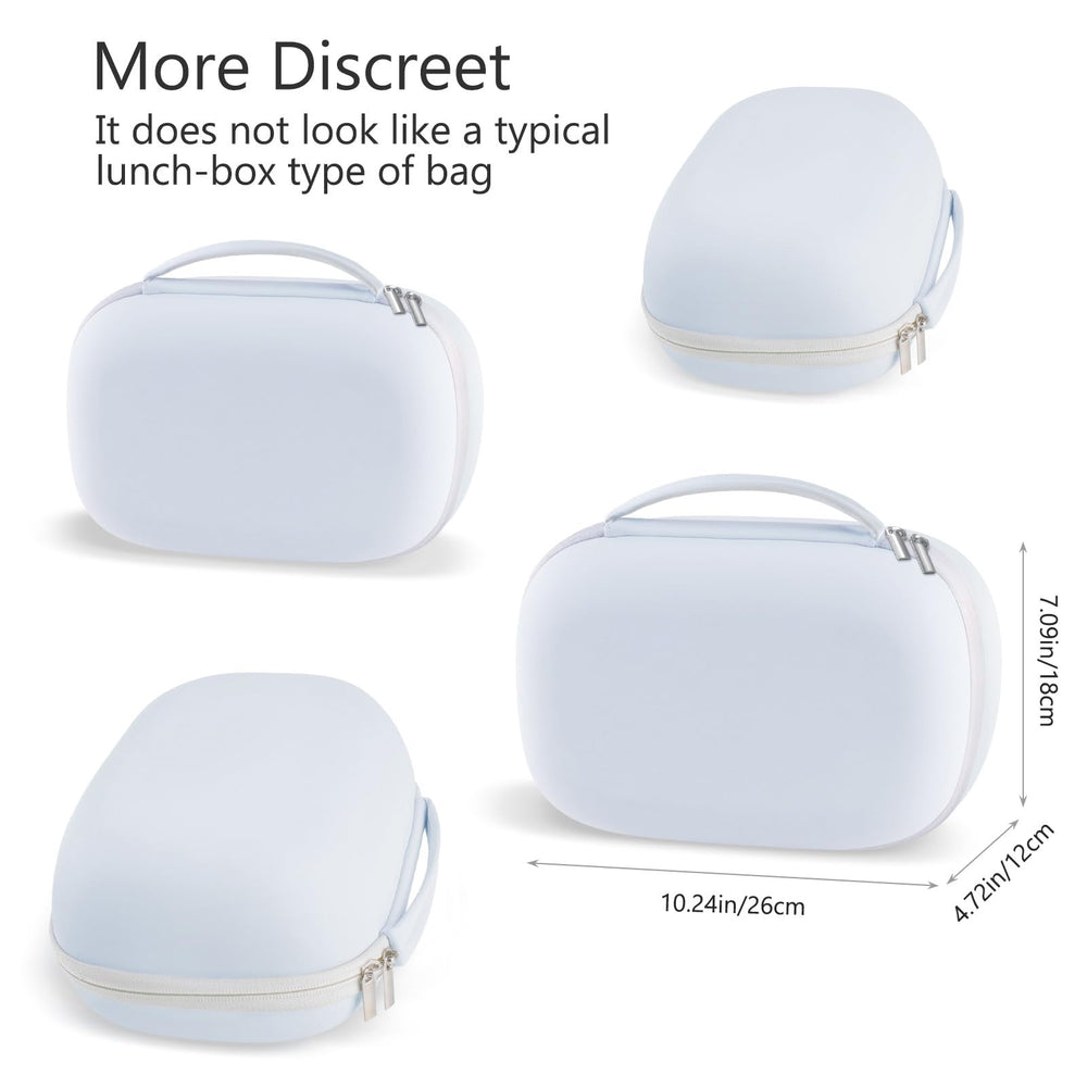 Gowing bag carrying handle enables easy travel between rooms.