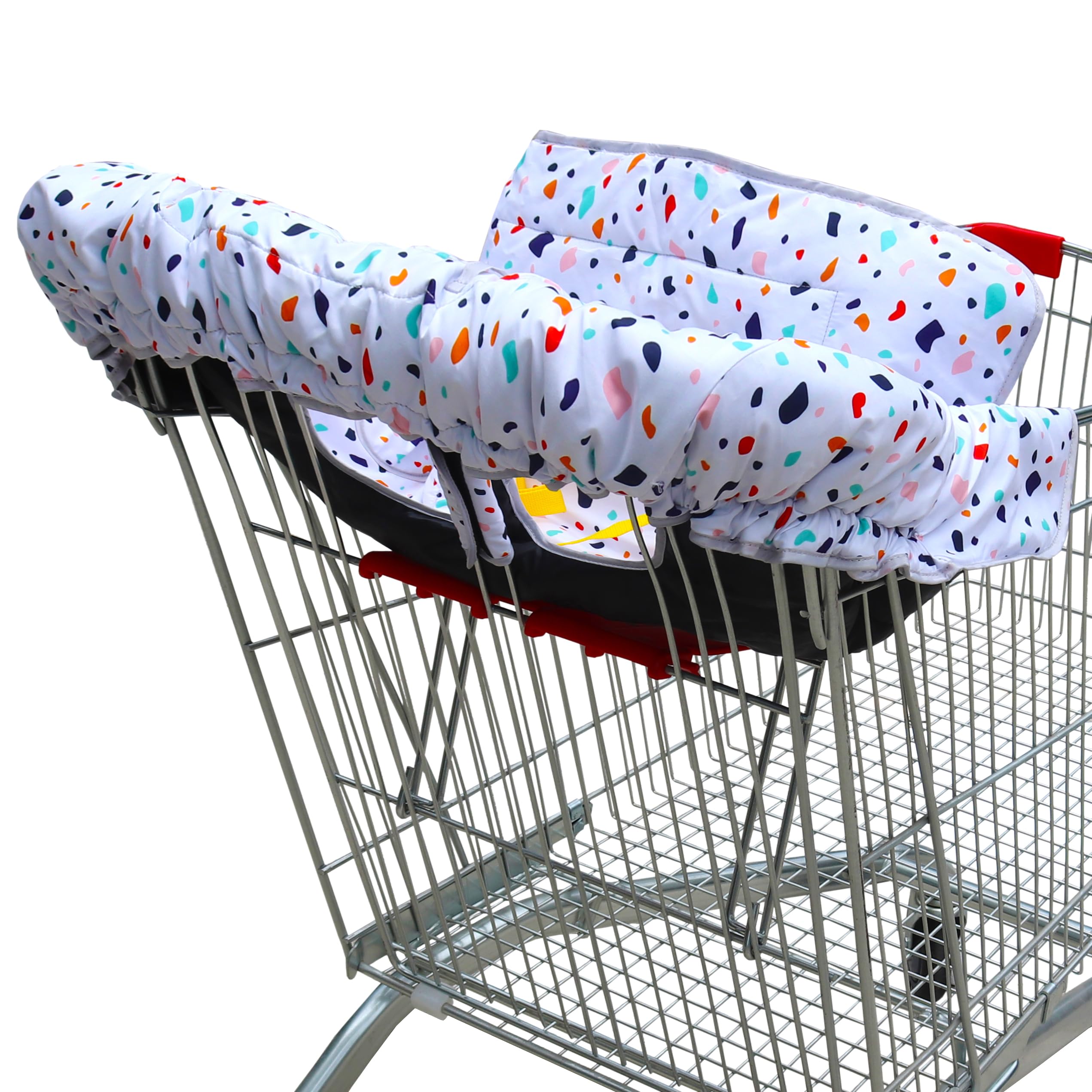 GOWRAPS 2-in-1 cart cover in use on a shopping cart for sanitary protection.