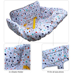 GOWRAPS high chair cover secured with harness for snug seating safety.