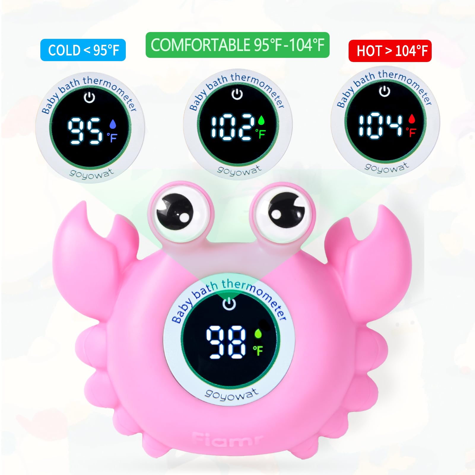 Goyowat LED display on crab thermometer enhances visibility in dim bathrooms