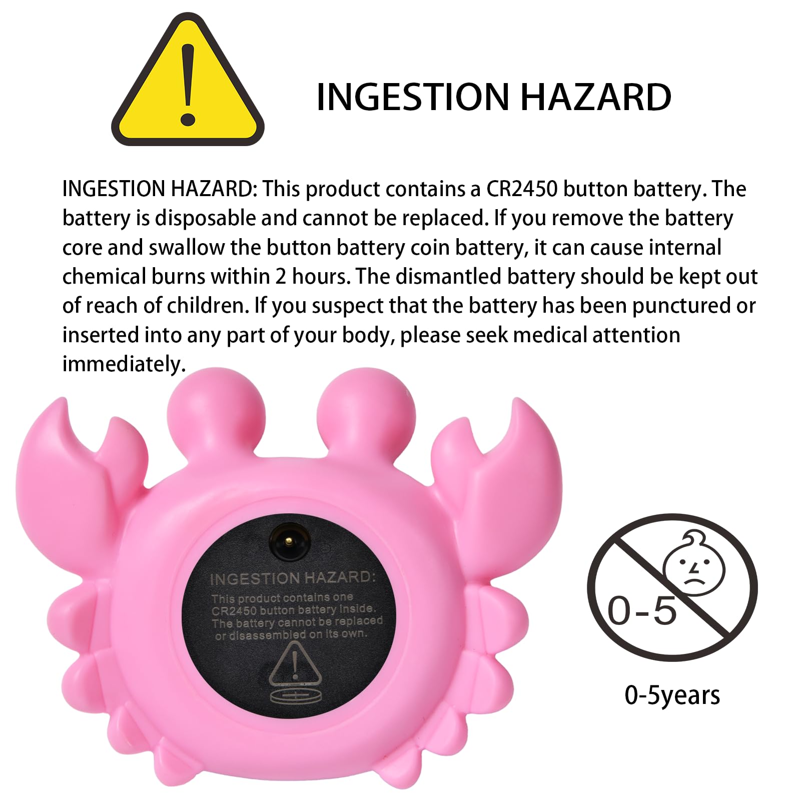 Goyowat pink crab bath toy packaging highlights cheerful design and bath safety features