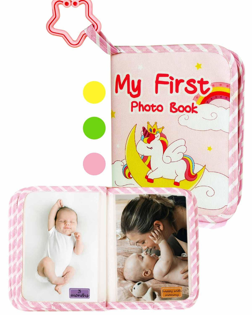 GPIRAL baby photo album soft fabric cover, tactile keepsake for newborn memories.