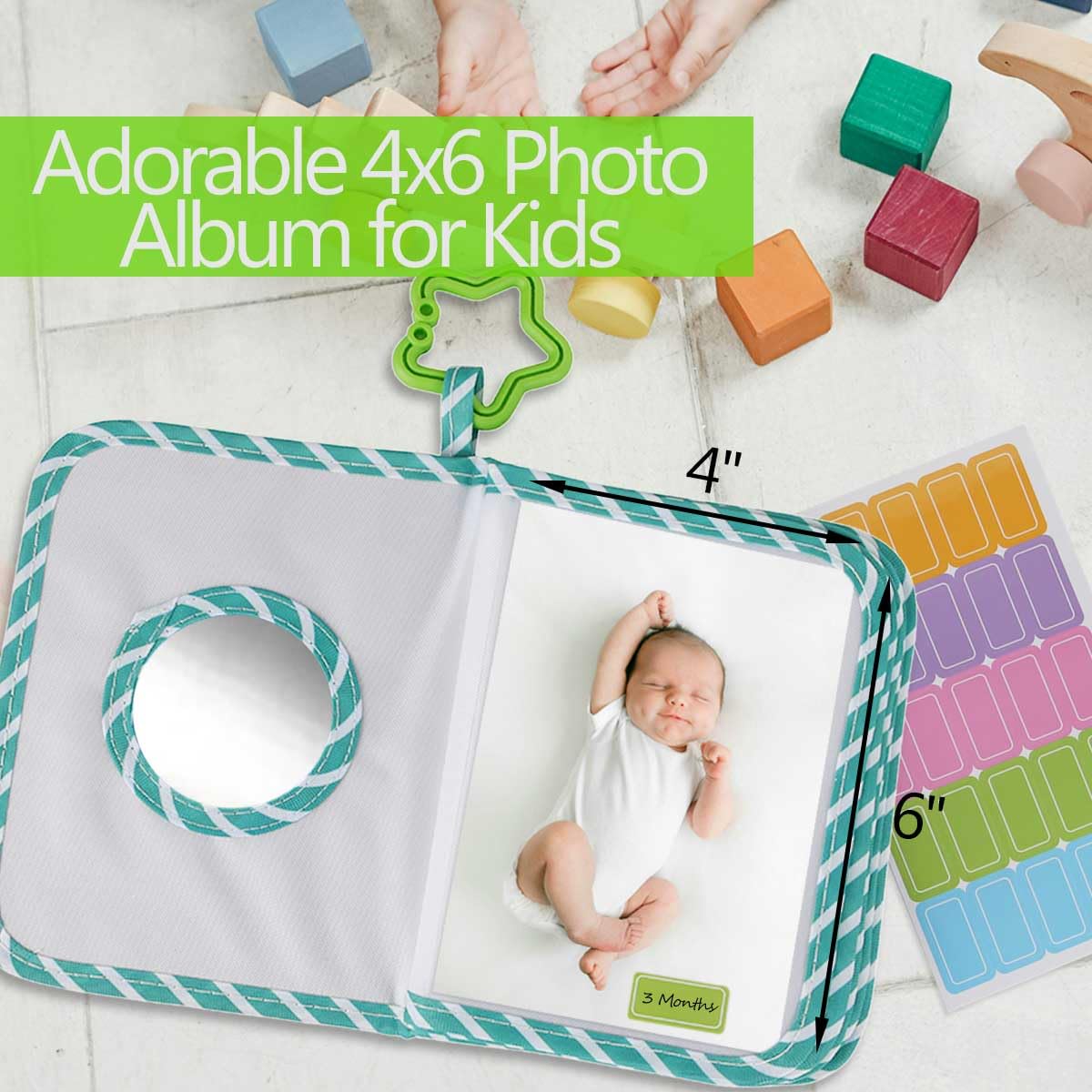 GPIRAL first-memory photo book holds 4x6 photos for baby's milestones.