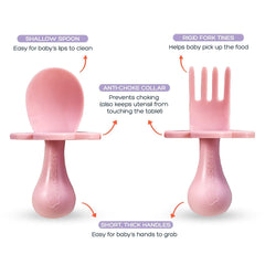 Grabease baby-led weaning spoon designed for tiny hands and confident self-feeding