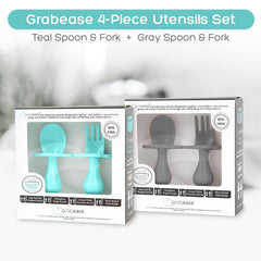 Grabease ergonomic handles aid tiny hands during meals for better control.