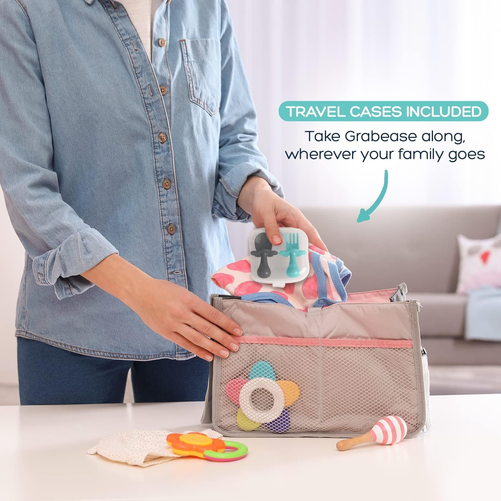 Grabease gift-ready set for new parents celebrating early eating milestones.