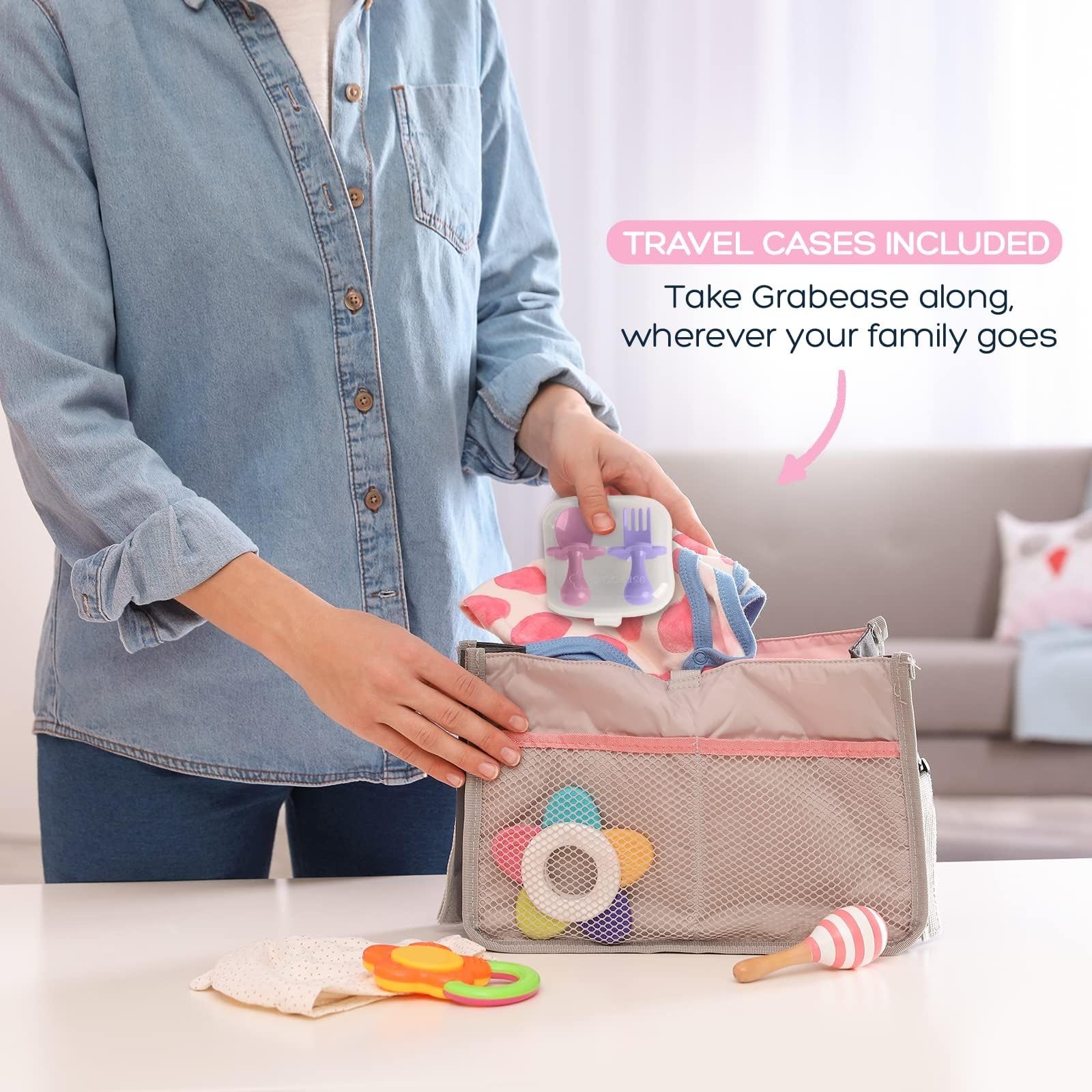 Grabease kid-friendly design supports independent eating and easy cleaning.