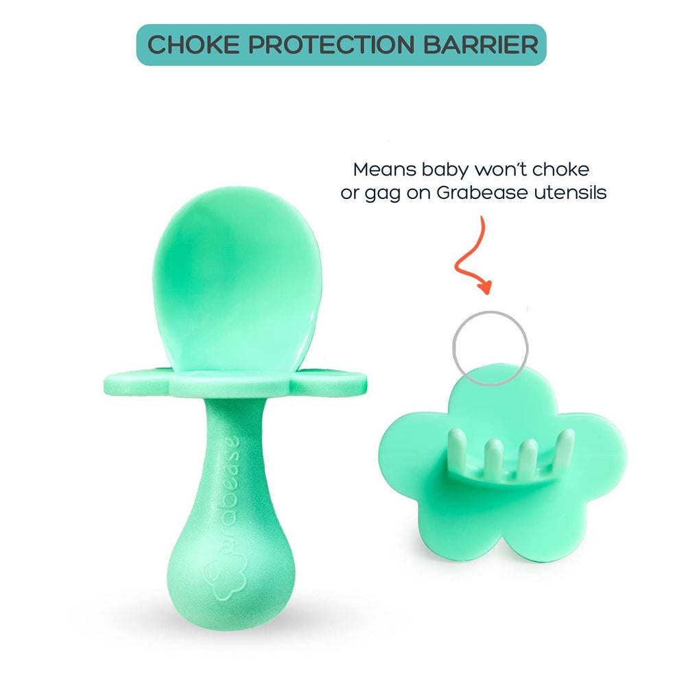 Grabease toddler spoon ergonomic handle supports tiny hands during meals.