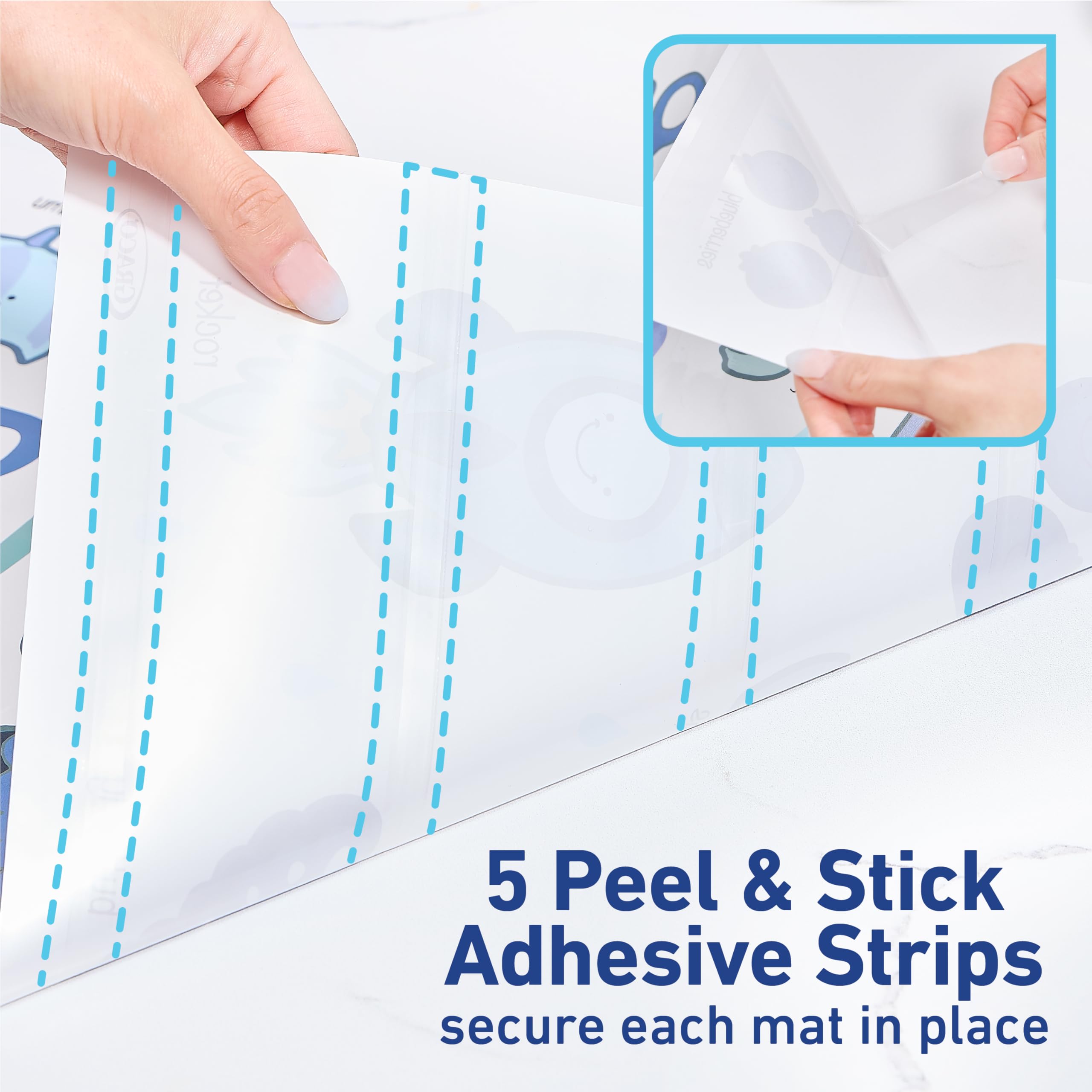 Graco 12x18 placemats provide a compact, child-friendly dining surface.