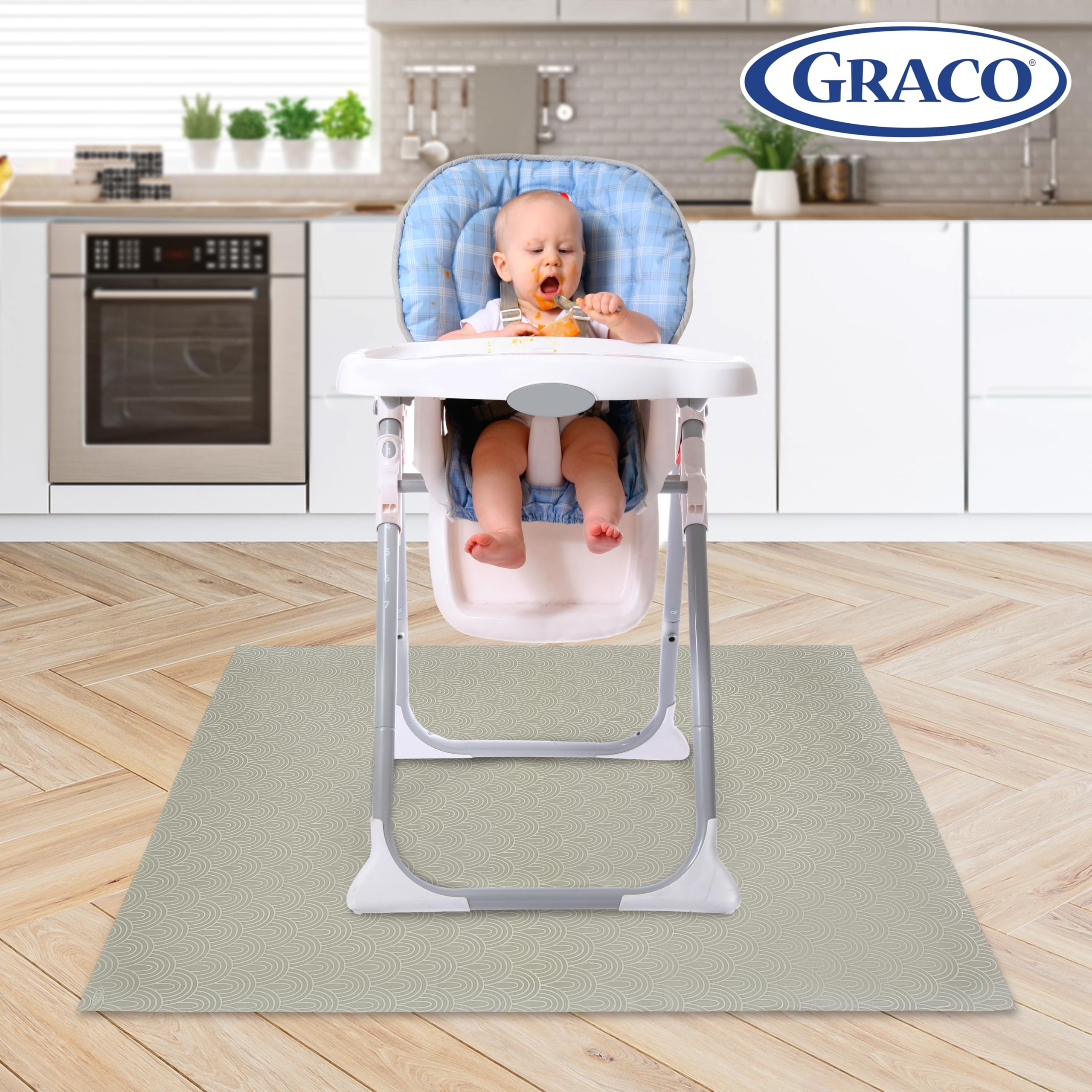 Graco splat mats in assorted designs blend with decor.