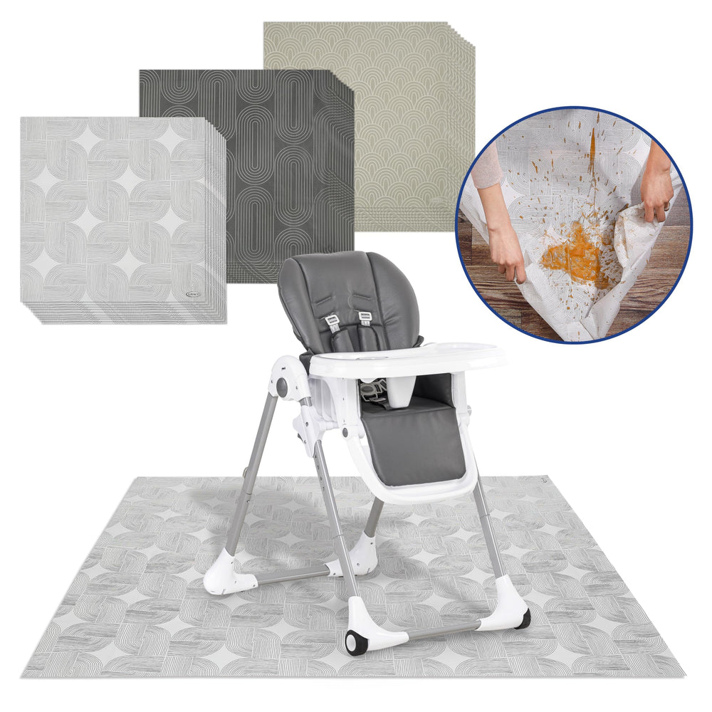 Graco disposable splat mats full-coverage highchair design protects front and back.