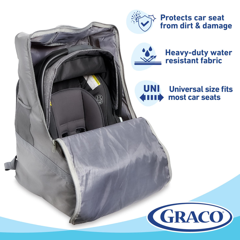 Graco double-zipper opening with ID holder for quick access.