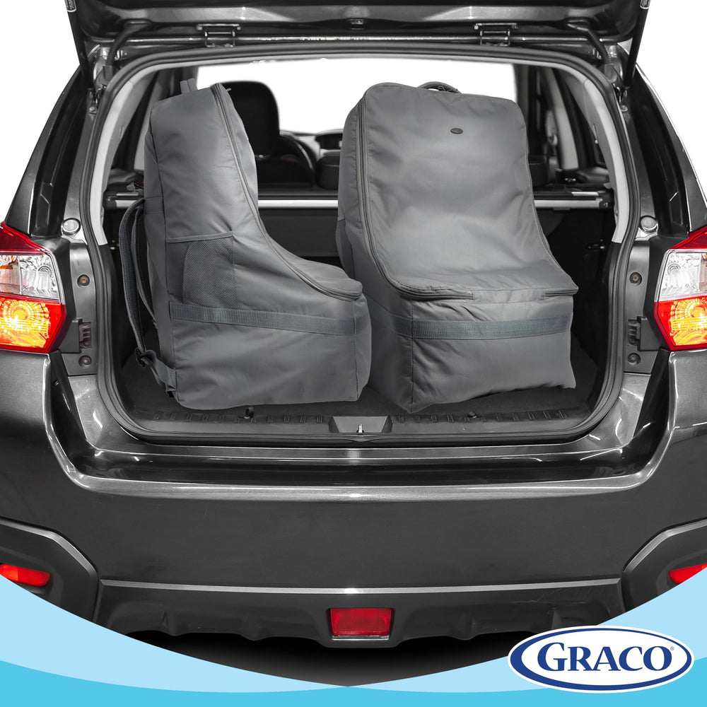 Graco headrest wing padding protects the car seat during transit.