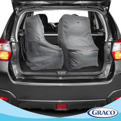 Graco headrest wing padding protects the car seat during transit.