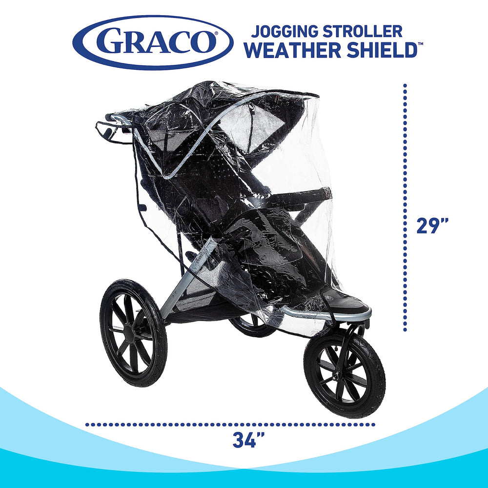 Graco clear rain cover uses translucent material for clear visibility of infant.
