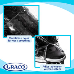 Graco rain cover ventilation with side netting ensures airflow during outings.