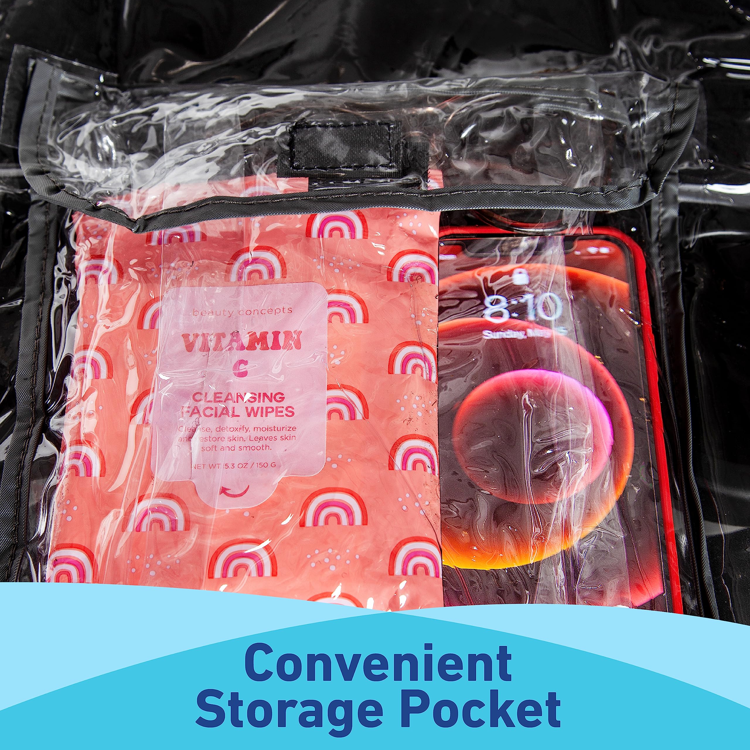 Graco windproof and waterproof shield protects against rain and wind during rides.
