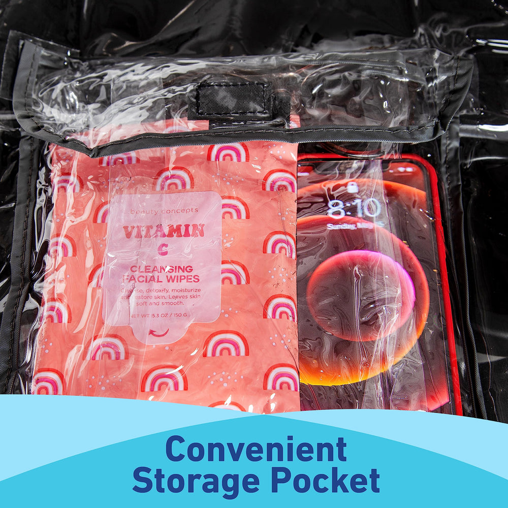 Graco windproof and waterproof shield protects against rain and wind during rides.