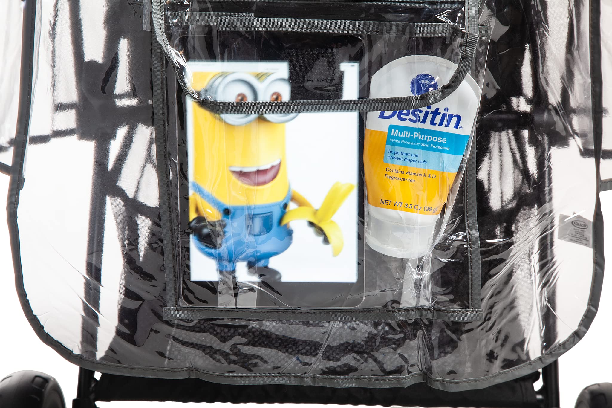 Graco vinyl is high-transparency, so you can monitor your child while shielding from weather.
