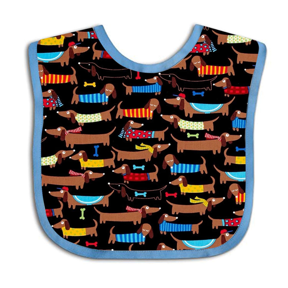 Granbey funny dachshunds baby bib full-coverage design protects clothes from drool.