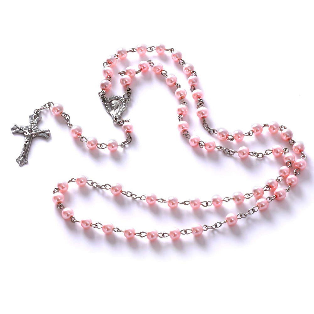 Grandeco baby shower gift pink rosary shows sentimental family keepsake