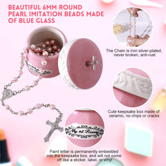 Grandeco My First Rosary Cross girl pink packaging promotes christening gifting